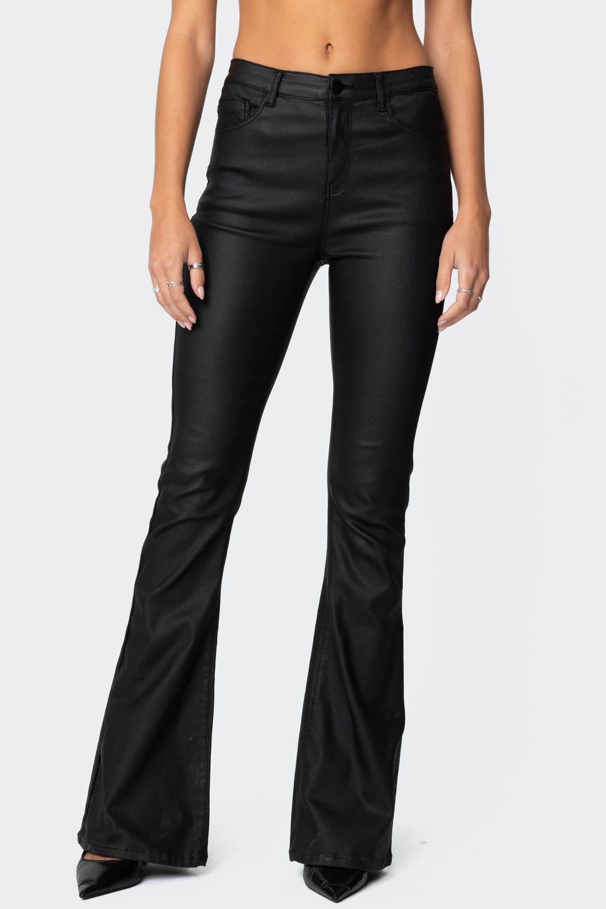 Luna™ | Faux Leather Flare Jeans