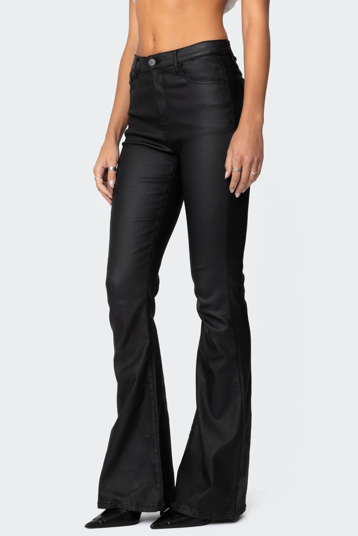 Luna™ | Faux Leather Flare Jeans